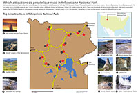 Map chart of top attractions in Yellowstone National Park
